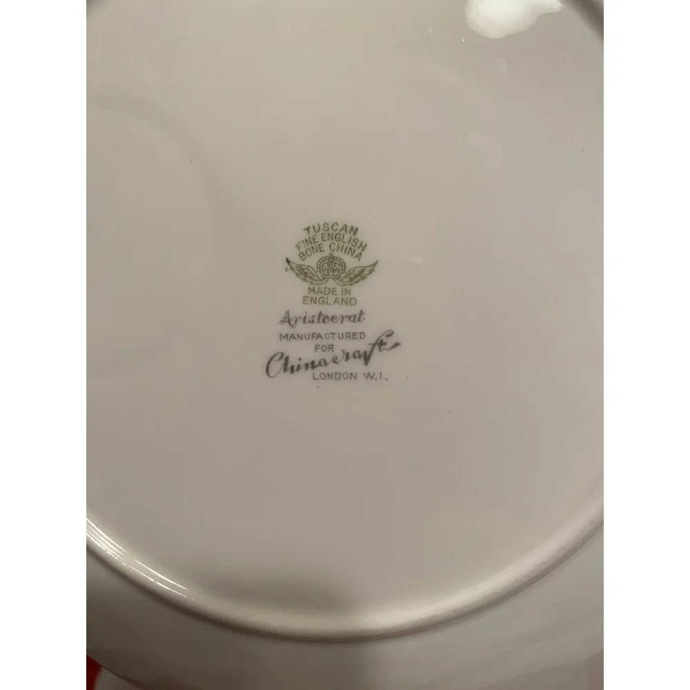 Tuscan Fine‎ English Bone China Tea Cup Lunch/Snack Plate Set  8-Pc Aristocrat